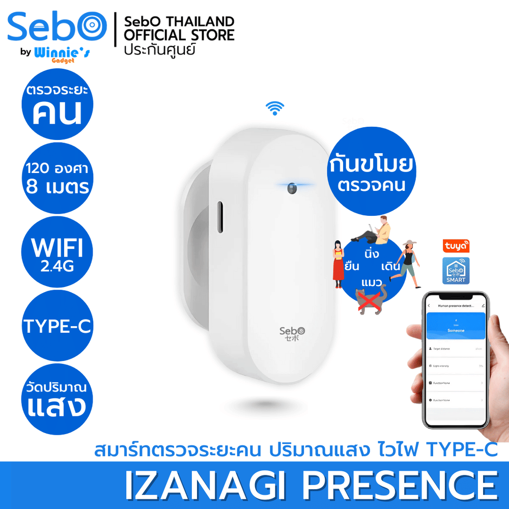 สมาร์ทเซนเซอร์ตรวจจับความเคลื่อนไหวบุคคล SebO IZANAGI PRESENCE